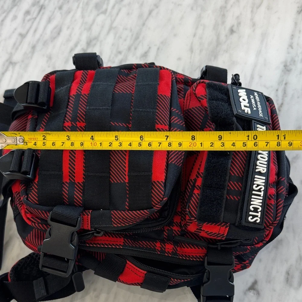 WOLFpak Red & Black Plaid Tactical Backpack. 9L
